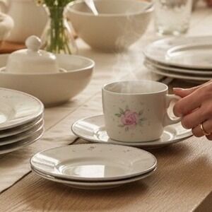 Newcor Promenade Vintage 20pc Stoneware Dinnerware Floral Cottage Core Granny